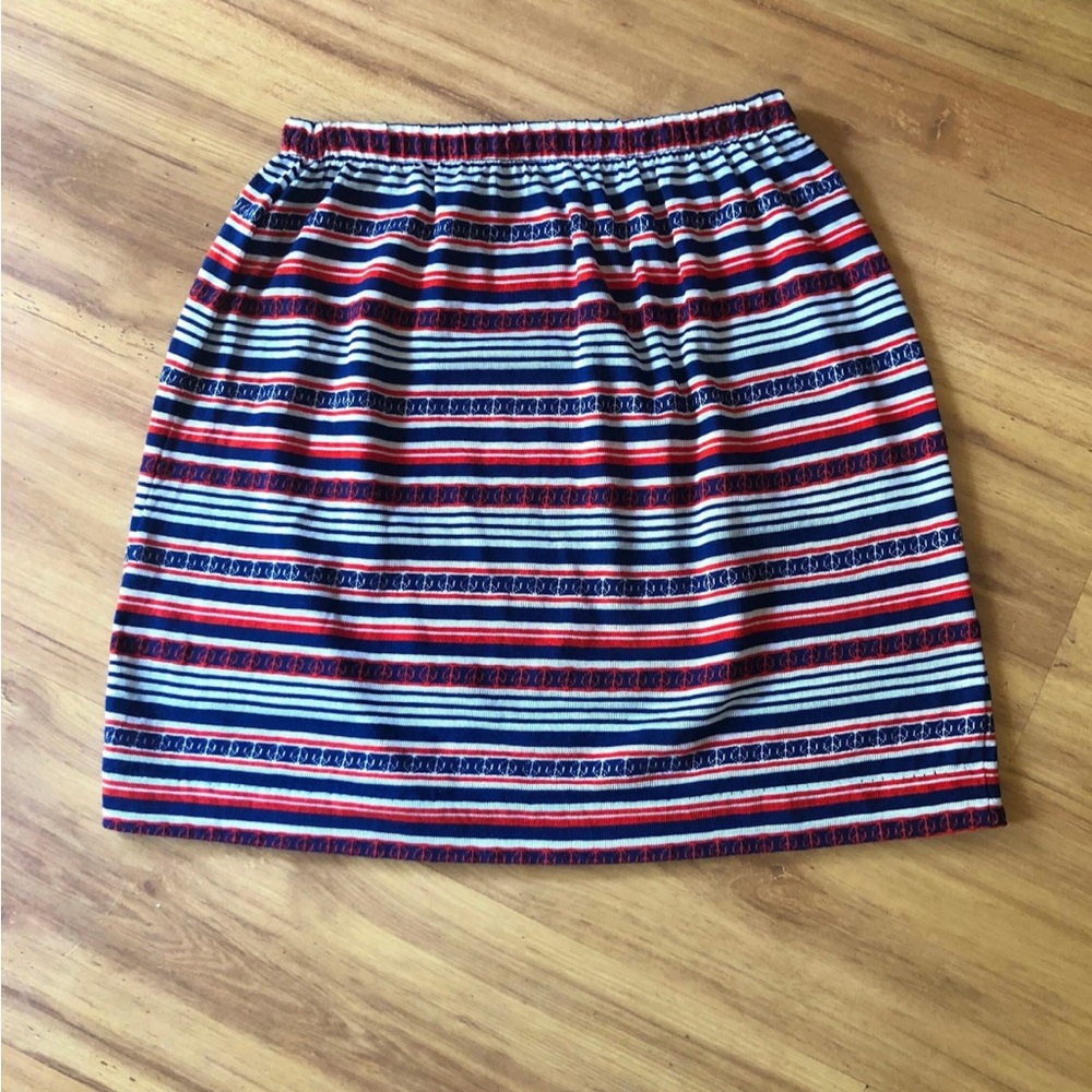 Vintage 1960s 1970s Patriotic Peace Sign Striped Micro Mini Skirt size Medium